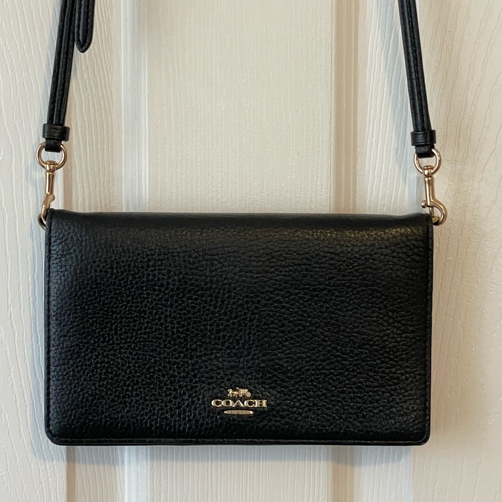 Coach Pebbled Black Leather Crossbody Bag